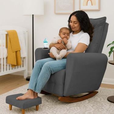 Imagem de Poltrona Cadeira de Amamentação Balanço e Puff Ternura - Moveis Aguias