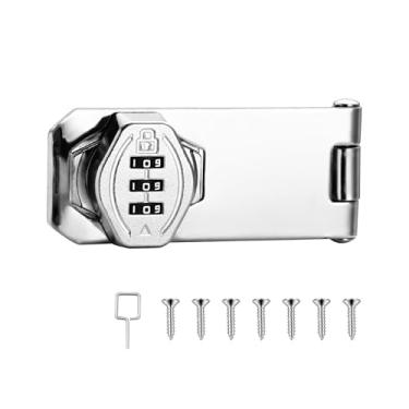 Imagem de Cozy Tower Fechadura de combinação de ferrolho de 10 cm 180 graus para armário, gaveta, porta de armário, porta de galpão de garagem (cromada, 1 pacote)