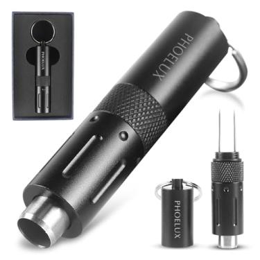 Imagem de Phoelux Furador de charuto multiferramenta 2 em 1, abridor de buraco de charuto e agulha dupla em um chaveiro com caixa de presente (preto)