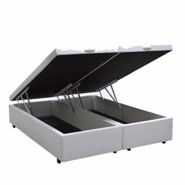 Imagem de Super Cama Baú King Bipartido 198 x 203 - Sintético Branco - Sp Móveis