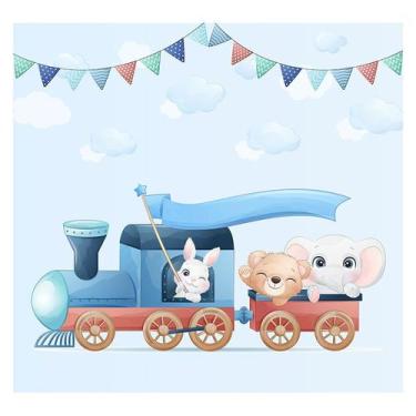 Imagem de Papel de Parede Adesivo Infantil Animais Trem Bebe Quarto - 602pcp - A
