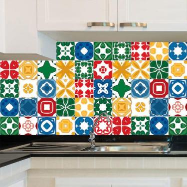 Imagem de Adesivo de Azulejo - Ladrilho Hidráulico - 20cm x 20cm - 24un - 011Azm