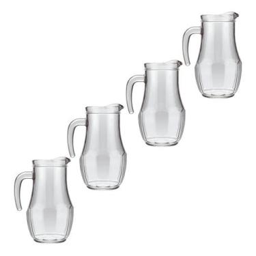 Imagem de 4 Jarras Vidro P/ Suco Água Tango Resistente 1,5L Nadir - Nadir Figuei