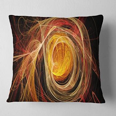 Imagem de Designart Manta abstrata de fio laranja para sala de estar, sofá, enchimento de almofada + capa de almofada impressa em ambos os lados 40,64 cm x 40,64 cm