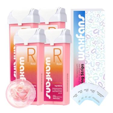 Imagem de Waxfans Rolo de cera roll, refil de cera de rosa para depilação da área do corpo, rosas naturais mantêm a pele hidratada e brilhante, efeito de remoção de pelos de longa duração e durável (pacote com