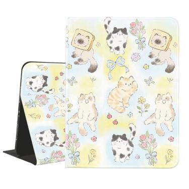 Imagem de JOYLAND Capa Kawaii Cat Pad para iPad mini 7 (A17 Pro) 2024/iPad Mini 6 2021 8,3 polegadas com suporte para lápis desenho animal padrão floral multi-ângulo suporte capa de couro auto hibernar