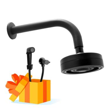 Imagem de Chuveiro Articulável Auto Limpante Preto Luxo + Brinde Ducha Higiênica