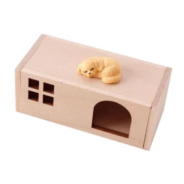 Imagem de simhoa Casa de bonecas em miniatura, casa de animais de estimação, escala 1:12, móveis para de bonecas, mini estatueta de animal de estimação fofo, decoração, Cachorro