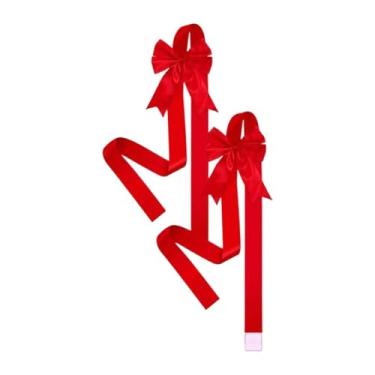 Imagem de Sclmgo 2 Peças de Laços de Fita de Natal para Porta de Armário, Decoração de árvore de Natal, Grandes Enfeites Artesanais, Guirlanda de Natal para Festa Na L, vermelho, Tamanho real