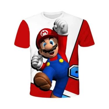 Imagem de Camiseta Infantil De Manga Curta Com Desenho Animado Super Mario Drago