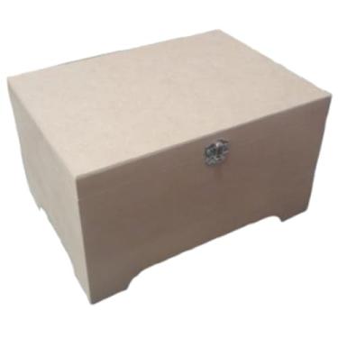 Imagem de Caixa Retangular Mdf Dobradiça C/Fecho Baú 27,5x20x16 Cm