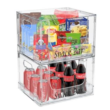 Imagem de Yomjarl Organizador de lanches para organização de bancada e cozinha, caixas de armazenamento dobráveis com alças, estação de lanchonete para despensa, freezer, escritório, caixa de armazenamento de