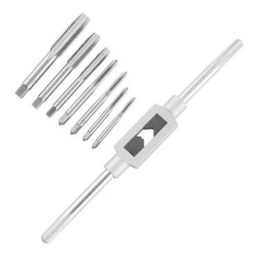 Imagem de Jogo Tarracha Cossinete Madeira Macho Aluminio Pente Abre Kit Rosca Completo 8 Peças