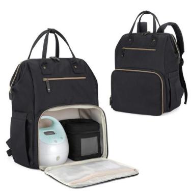 Imagem de Mochila Breast Pump Damero com capa para laptop preta