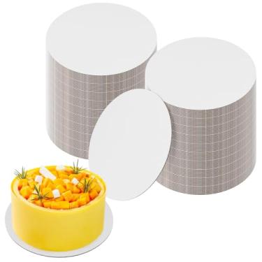 Imagem de NINGWAAN Tábuas de bolo redondas, círculos de papelão branco de 15 cm, pacote com 200, para assar e pizza