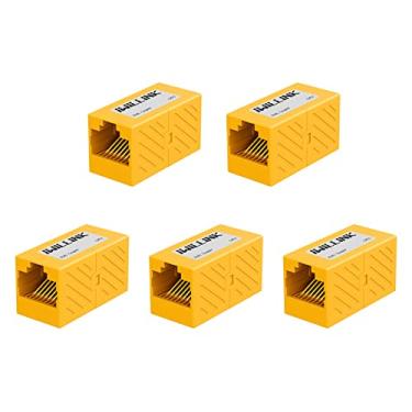 Imagem de iwillink Conector Ethernet de acoplador RJ45, conector RJ45 fêmea para cabo Ethernet Cat7 Cat6 Cat5e Cat5, adaptador extensor, pacote com 5, amarelo