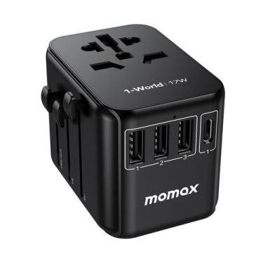 Imagem de Adaptador de tomada de viagem MOMAX Universal Tipo C/G/A/I com USB