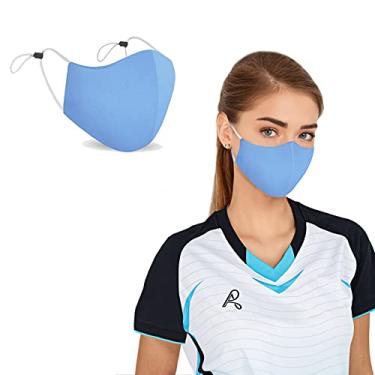 Imagem de Máscaras faciais respiráveis azuis com absorção de umidade, laváveis, leves, reutilizáveis, confortáveis e esportivas, para mulheres, homens, adolescentes, 1 pacote