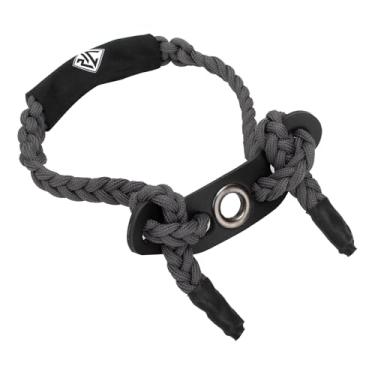 Imagem de JRONG Tols Faixa de pulso com arco para tiro com arco e flecha, alça de paracord ajustável com garfo de couro para estabilizar acessórios de caça de arco composto (cinza)
