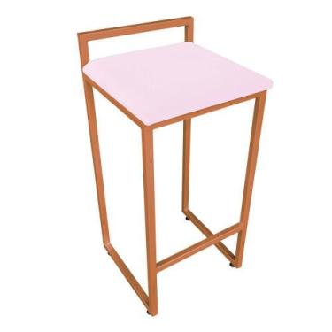 Imagem de Banqueta Alta Lavínia Suede Base Cobre D'Rossi - DRossi, Rosa Bebê