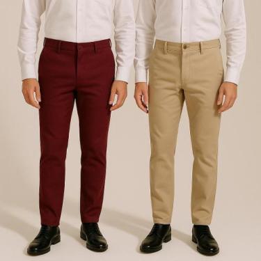 Imagem de Kit 2 Calça Masculina Sarja Slim Qualidade Premium Muitas Cores - Prim