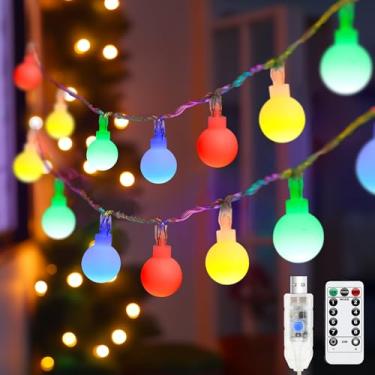 Imagem de Tasodin Mini globo de luzes LED de 100 metros com controle remoto, alimentado por USB, cordão de luzes coloridas para uso interno e externo, para sala de aula, quarto, dormitório, Natal, multicolorido