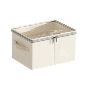 Imagem de Caixa Organizadora 24L com Zíper e Tampa de PVC - Organizador para Roupas, Sapatos e Brinquedos