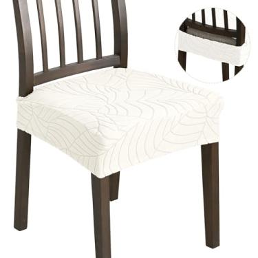 Imagem de HADEEONG Conjunto de 6 capas de assento elásticas, capas de cadeira (6, bege)