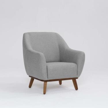 Imagem de Poltrona Tecido Linho Base Madeira Paloma - Domi