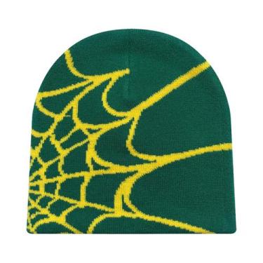 Imagem de Gorro Unissex Y2K De Tricô Com Estampa De Teia De Aranha Para Esportes