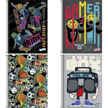 Imagem de Caderno 12X1 Capa Dura Spice Masculino 192 Folhas Pacote com 04 - Tili