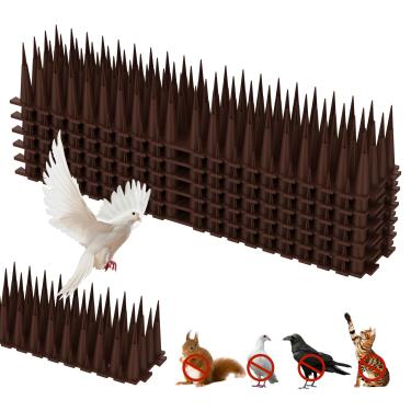 Imagem de DJAPWPX 6 peças de pontas de pássaro, pontas de pombo de plástico, dissuasão eficiente de pássaros, pontas de cerca humanizadas para fora para manter os pássaros longe, marrom