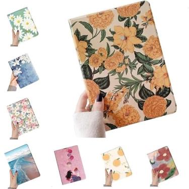 Imagem de Capa floral para iPad 6ª geração Air/Air2 9,7 polegadas, capa com estampa de flor bonita e fina de couro Folio Smart Cover com suporte para lápis e hibernar/despertar automático, cor A