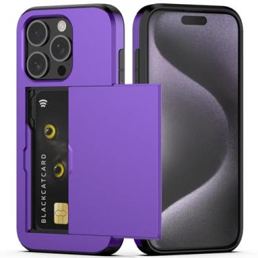 Imagem de Nvollnoe Capa compatível com iPhone 15 Pro com suporte para cartão, capa protetora de camada dupla à prova de choque com compartimento para cartão oculto, carteira fina para mulheres e homens, 6,1