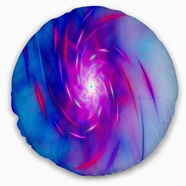 Imagem de Design Turquesa Whirlpool Fractal Spirals Sala de estar redonda, sofá, almofada de alta qualidade + capa de almofada impressa em ambos os lados 40 cm