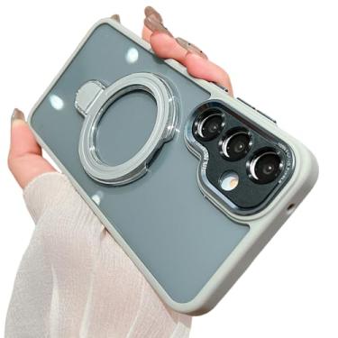 Imagem de Capa com suporte magnético transparente para Samsung S24 S25 Ultra S23 Plus Fe A55 A35 A25 A15 A54 A34 A14 A13 A12 A05 A05s (para Samsung A13/cinza)