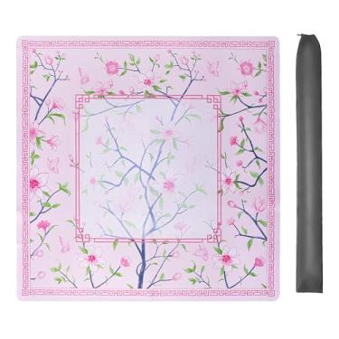 Imagem de Pink Printed Mahjong Mat (31.5”x31.5”) with Black Carrying Bag, Anti-Slip, Noise-Reducing, Mahjong Table Mat for Mah-jongg,Poker, Board Games, Dominoes, and Card