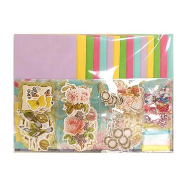 Imagem de Huralona Kits de cartões comemorativos feitos à mão inclui 16 cartões em branco, 16 envelopes coloridos com acessórios de decoração para artesanato, aniversário, ação de graças, Natal, convites de