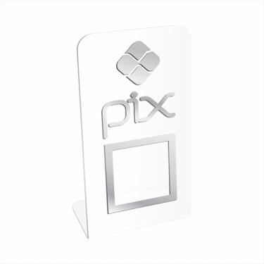 Imagem de Placa Pix QR Code Display Para Pagamentos Acrílico 3mm (Transparente + prata)
