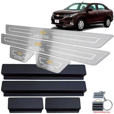 Imagem de Soleira Baixo Relevo Em Aço Inox Chevrolet Cobalt Prata