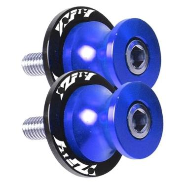Imagem de BYYINGSUS Carretéis de braço oscilante de alumínio para motocicleta, parafuso de suporte deslizante compatível com R1 YZF-R1 YZFR1 1998-2011 2012 2013 2014 2015 2016 2017 (6 mm azul)