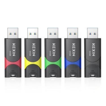 Imagem de Unidade flash USB KEXIN 64GB USB 3.0 Memory Stick, pacote com 5