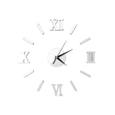 Imagem de Relógio Romano Parede Sala Cozinha Grande Prata