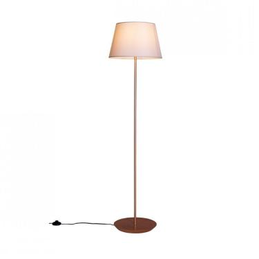 Imagem de Abajur de Chão 163cm Cúpula Algodão Cru Slim Madelustre Castanho e dourado