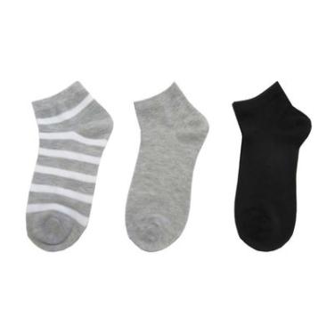 Imagem de Conjunto Com 3 Pares De Meias Soquete, Estampada/ Preta E Cinza, Tam: 27 Ao 33, Ref Socks23-18