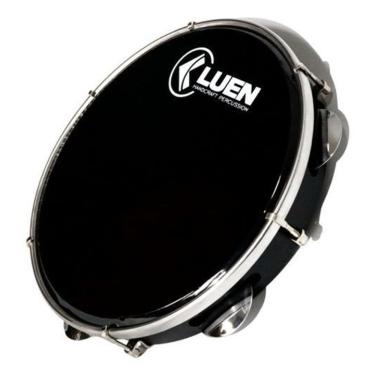 Imagem de Pandeiro Luen 10 Profissional Pele Preta Corpo Abs Preto