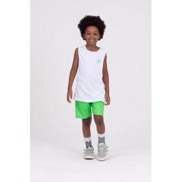 Imagem de Conjunto Regata Infantil Aplique Neon - Vida Costeira Oficial, 4, Bran