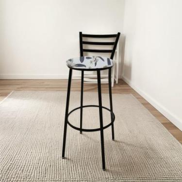 Imagem de Banqueta Alta Roma C/ Encosto - Moveraço, Assento Orquídea Branca