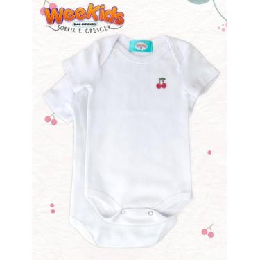 Imagem de Body Branco Cerejinha de Manga Curta WeeKids - Suedine 100% Algodão pa