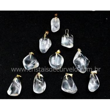 Imagem de Kit com 5 Pingentes de Quartzo Cristal Rolado Dourado para Acessórios 